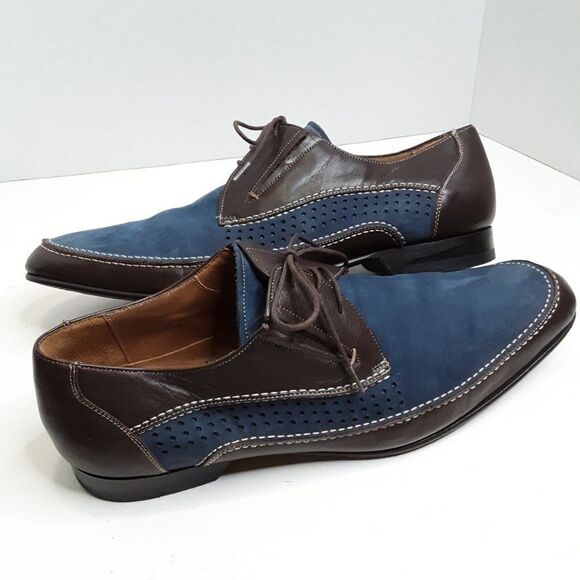 Mezlan "Chilliwack" Mens Dress Shoes Size 11M Brown/Blue Genuine Leather - Picture 1 of 12